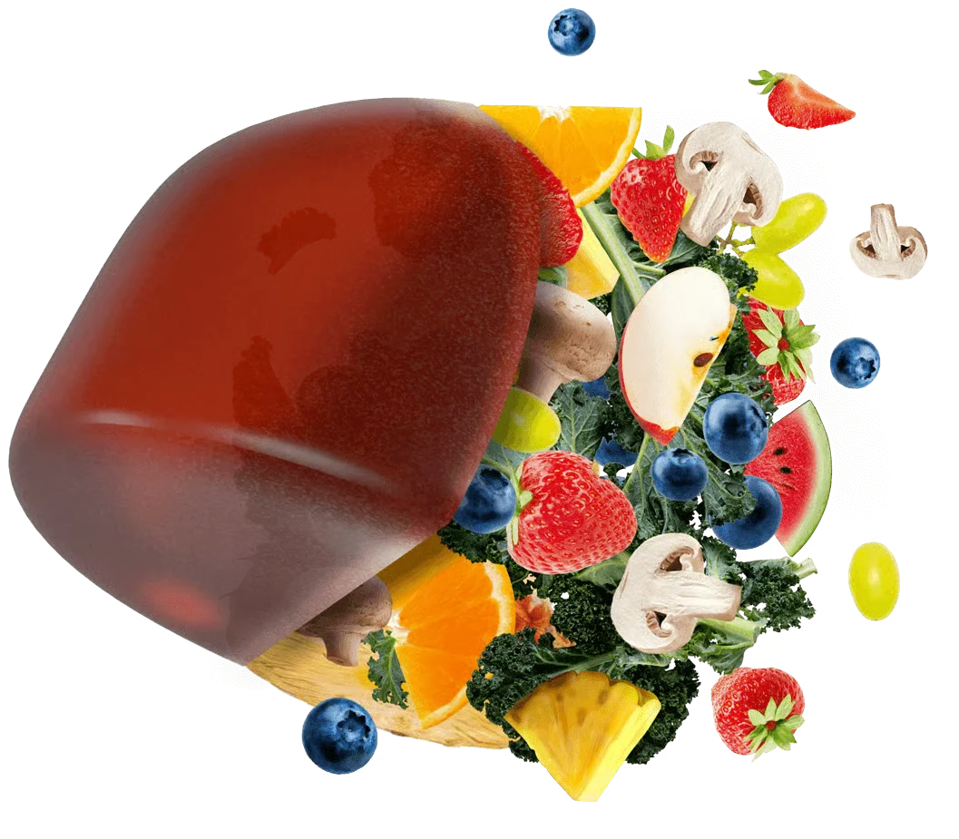 A gummy bursting with real fruits and vegetables