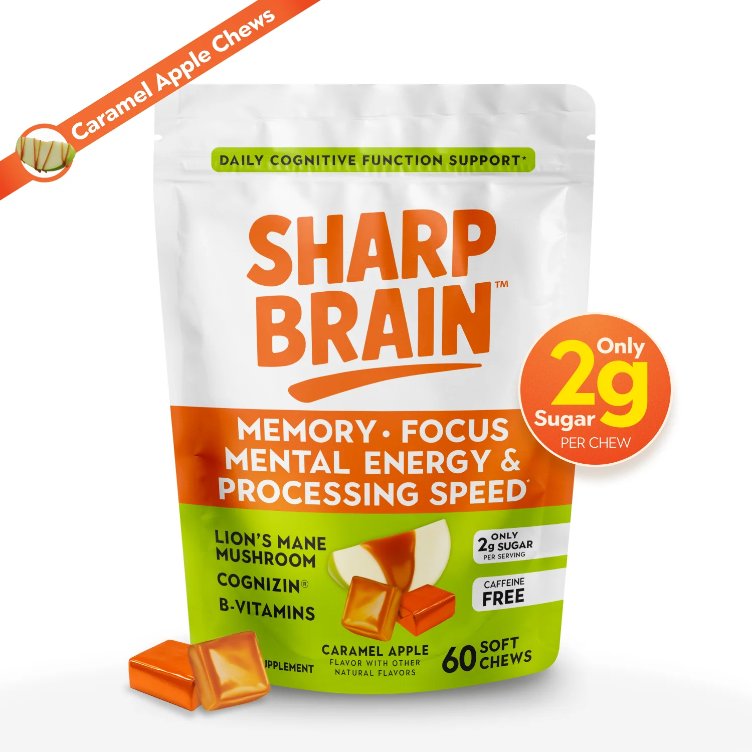 Sharp Brain Chews with Lion's Mane & Cognizin® Citicoline — Caramel Apple Flavor